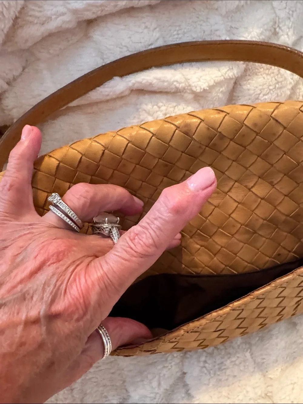 Bottega Veneta Woven Handbag in Cognac Brown